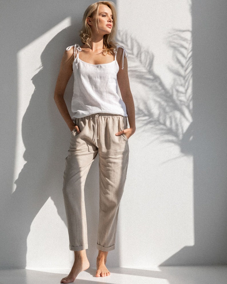 HandMade Womens Linen Pants, Classic linen pants, linen trousers soft linen pants loose pants image 1