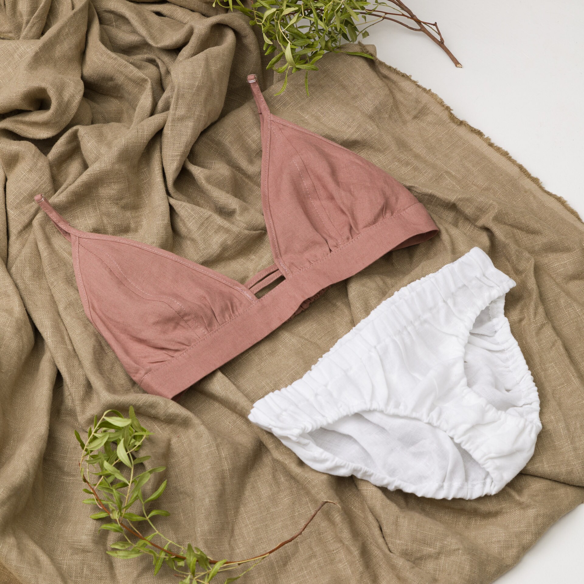 Organic Linen Bralette for Women Bra PINK - Etsy
