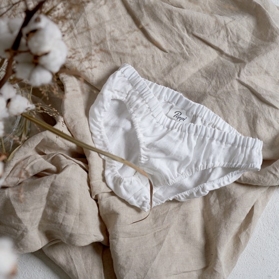 Organic White Linen Panties, Linen Knickers For Women, Linen