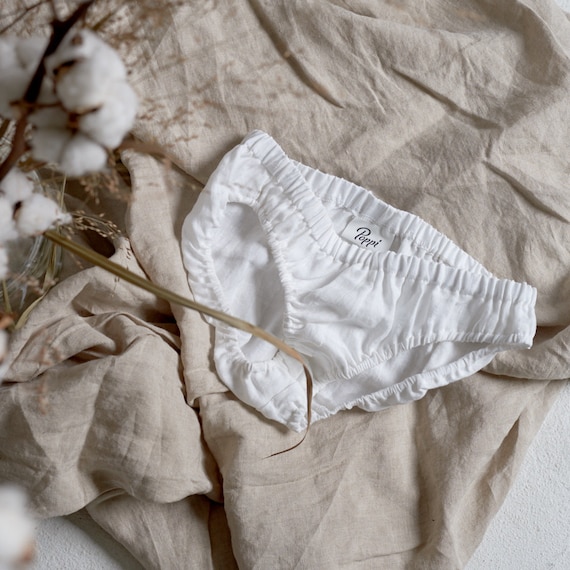 Organic White Linen Panties, Linen Knickers for Women, Linen