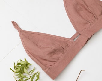 Organic Linen Bralette For Women Bra PINK