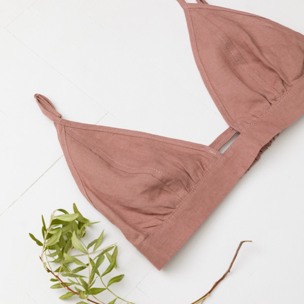 Organic Linen Bralette For Women Bra PINK