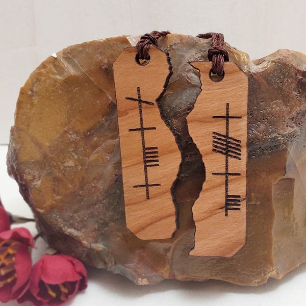 Personalized Anam Cara Soul Friend Wood Pendant Set / Valentine's Day Gift