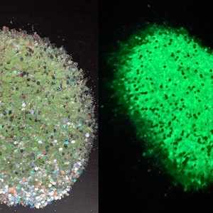 Grosses paillettes vert foncé phosphorescentes, paillettes en résine, paillettes phosphorescentes, mélange de grosses paillettes lumineuses irisées de 1 oz, paillettes d&#39;Halloween