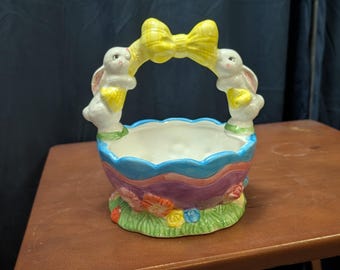 Ceramic Easter Rabbit Egg /Candy Basket – Easter Decoration