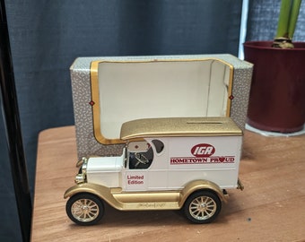 1991 ERTL 1923 Chevrolet Truck – Diecast Metal Coin Bank - IGA Hometown Proud - Coin Bank with Lock and Key