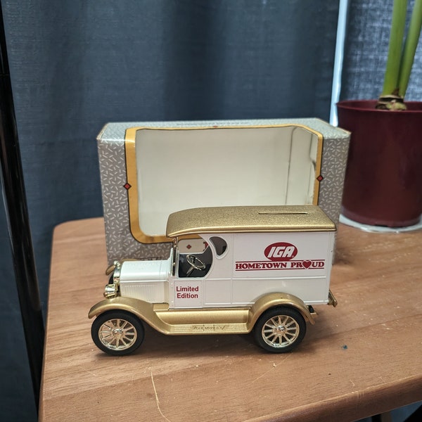 1991 ERTL 1923 Chevrolet Truck – Diecast Metal Coin Bank - IGA Hometown Proud - Coin Bank with Lock and Key