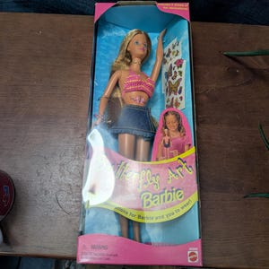 1998 Butterfly Art Barbie - Blonde Barbie with Blue Eyes - Mattel # 20359 - Doll is New in Box – Damaged Box
