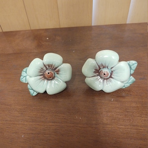 Ceramic Green Flower Salt and Pepper Shakers