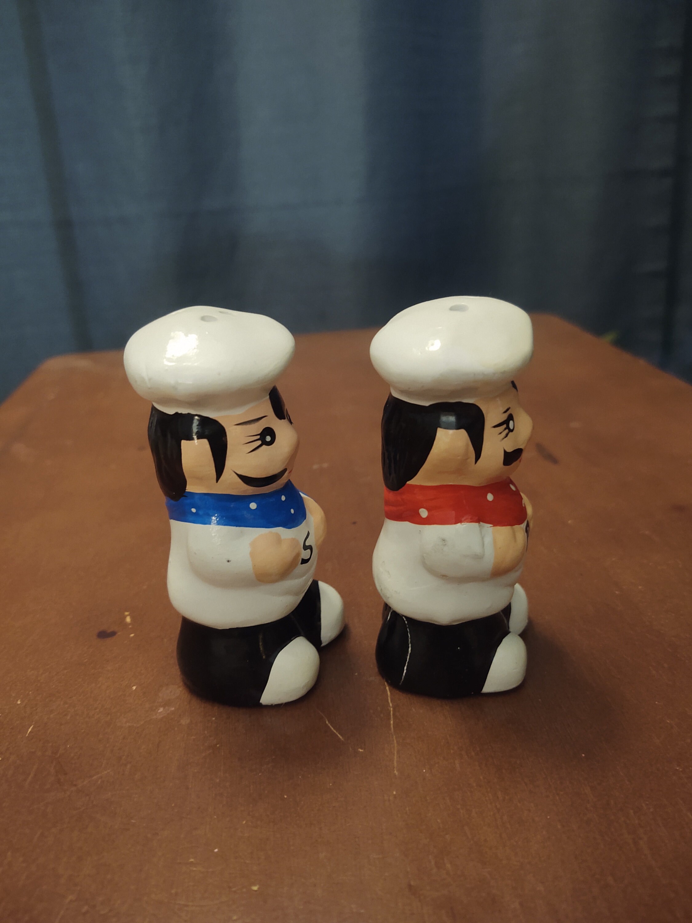 Set of Ceramic Italian Chef Salt and Pepper Shakers With Rubber ...