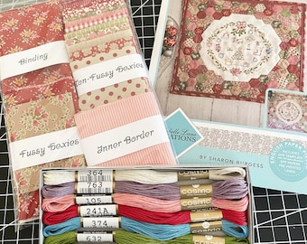 Merry Mistletoe Mini Quilt Kit From Sharon Burgess with Tilda Fabrics for Top & Binding, Cosmo Threads and Pattern