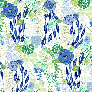 Flowing Floral White Y3662-1 Margot by Amy Reber for Clothworks **Half Yard**