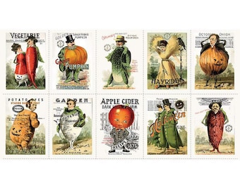 Pumpkin Patch Seedy Characters Patch Panel By J. Wecker Frisch for Riley Blake Fabrics 24" x 43"
