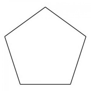 May include: A simple black and white line drawing of a pentagon.