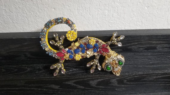 Jewelry Art Upcycled Jewelry Lizard Decor Eclectic Decor | Etsy