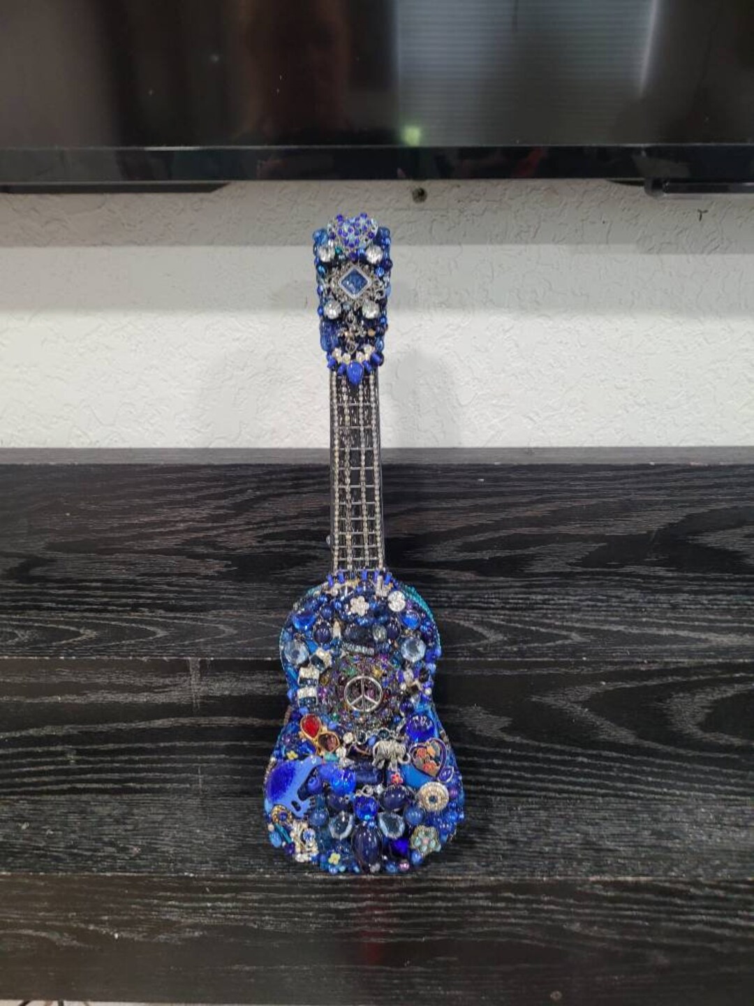 Ukulele Jewelry Art, Wall Decor, Upcycled Jewelry Mosaic, Music Room
