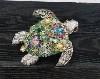 Vintage Jewelry Turtle Wall Art, Beach House Decor