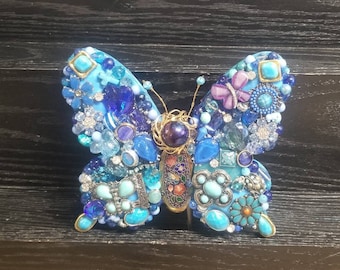 Upcycled Jewelry Butterfly Wall Art, Mosaic Decor