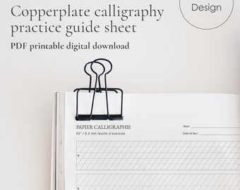 Copperplate Calligraphy Guide Worksheet Template, Printable pointed pen modern lettering, Handwriting Practice Sheet, Digital Download PDF