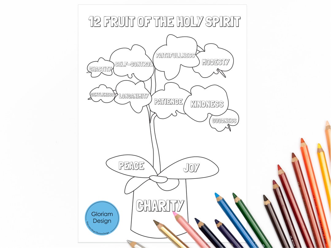 12 Fruit of the Holy Spirit Coloring Page, Catholic Kids Activity, Bible Printables for Children ...