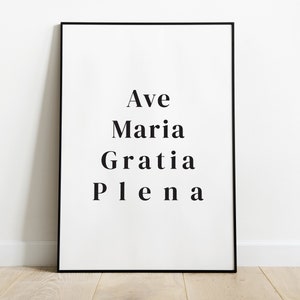 Ave Maria Gratia Plena, Christian Printable, Wall Art, Christmas Print, Christian Gifts, Wedding gift, Latin quote *INSTANT DOWNLOAD*