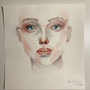 Small Watercolor Portrait of Woman