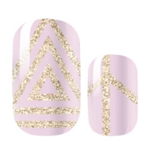 Manicure Nail Polish Strips Wraps Pink Gold Glitter Geometric Glitz Valentine’s Day