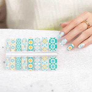 Manicure Nail Polish Strips Wraps Spanish Tiles Boho Hippie