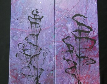 2er Set 10x20 Lila Abstrakt Floral