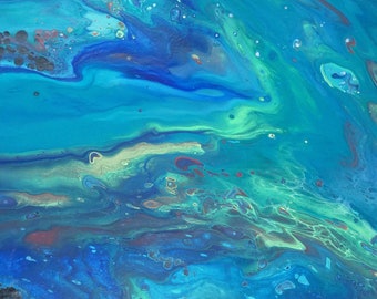 11x14 Bunte Teal Waters Abstrakt
