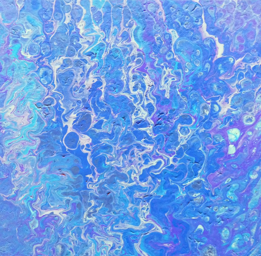 10x10 青と紫の渦巻き抽象画 - Etsy 日本