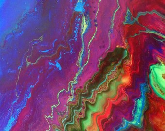 16x20 Regenbogen Geode Abstrakt