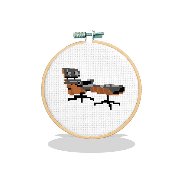 Eames Lounge & Ottoman Mini Furniture Cross Stitch Pattern