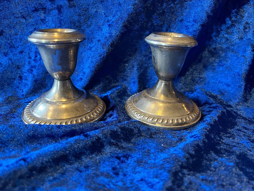 Vintage Weighted Sterling Silver Candlesticks Pair Holder Etsy