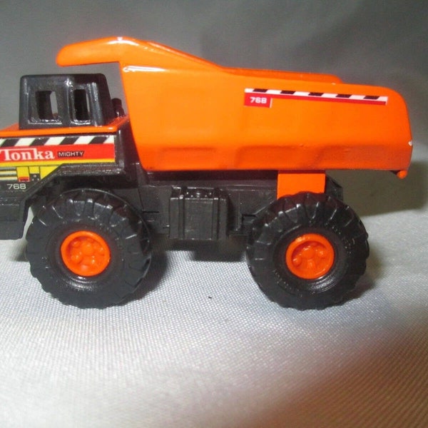 Maisto Tonka Hasbro Mighty Mini dump truck #768 Orange, Pressed Metal