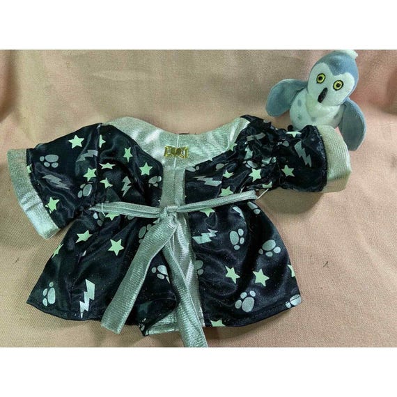 Build a Bear BABW Black Wizards Robe with Owl Glow in the Dark