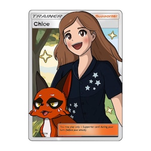 Illustration personnalisée Pokémon - Carte d'art dresseur complet - Vous en tant que dresseur Pokémon