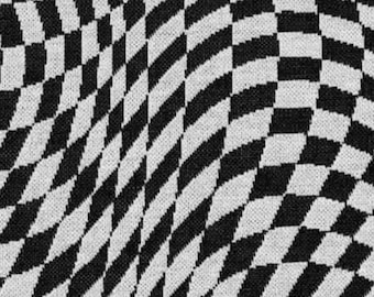 Black and White Checkerboard Swirl Heavyweight Jacquard Knit Fabric – 58/60" Width