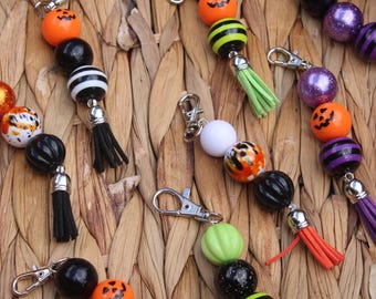 Halloween-Taschenanhänger | Kürbis-Schlüsselanhänger | Gruselige Reißverschlussanhänger