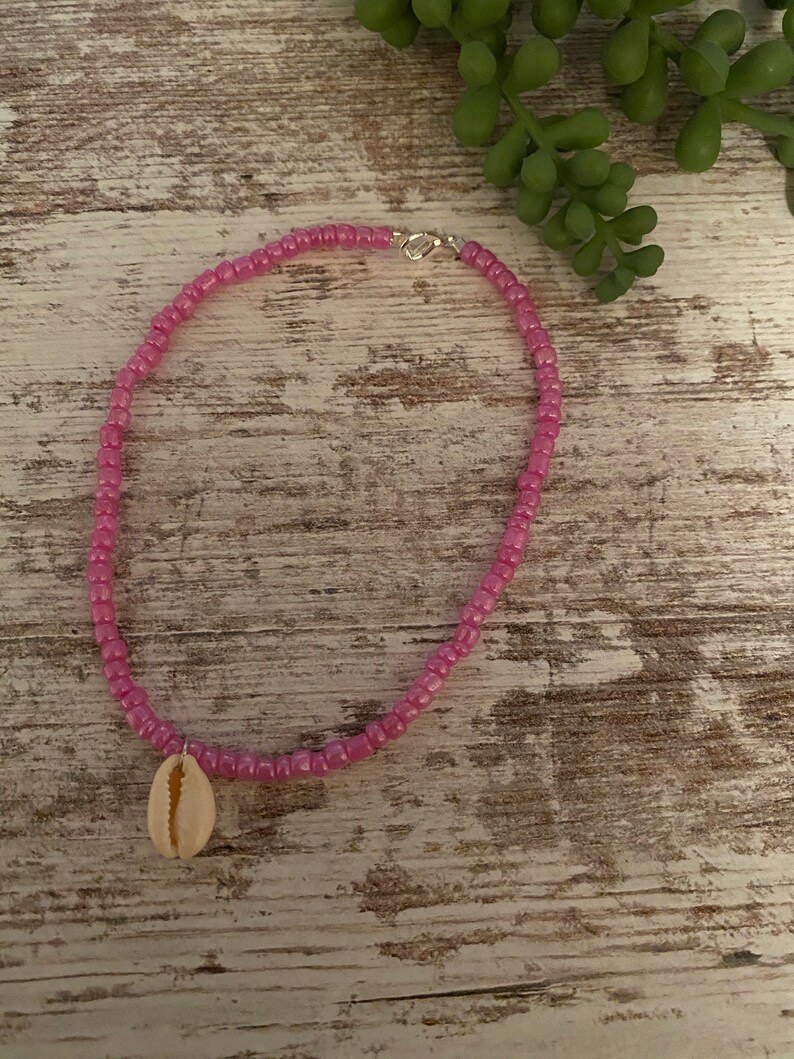 Seed Bead Anklet Cowrie Shell Beaded Anklet Shell Charm Ankle Bracelet Seed Bead Ankle Bracelet