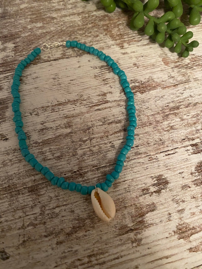 Seed Bead Anklet Cowrie Shell Beaded Anklet Shell Charm Ankle Bracelet Seed Bead Ankle Bracelet