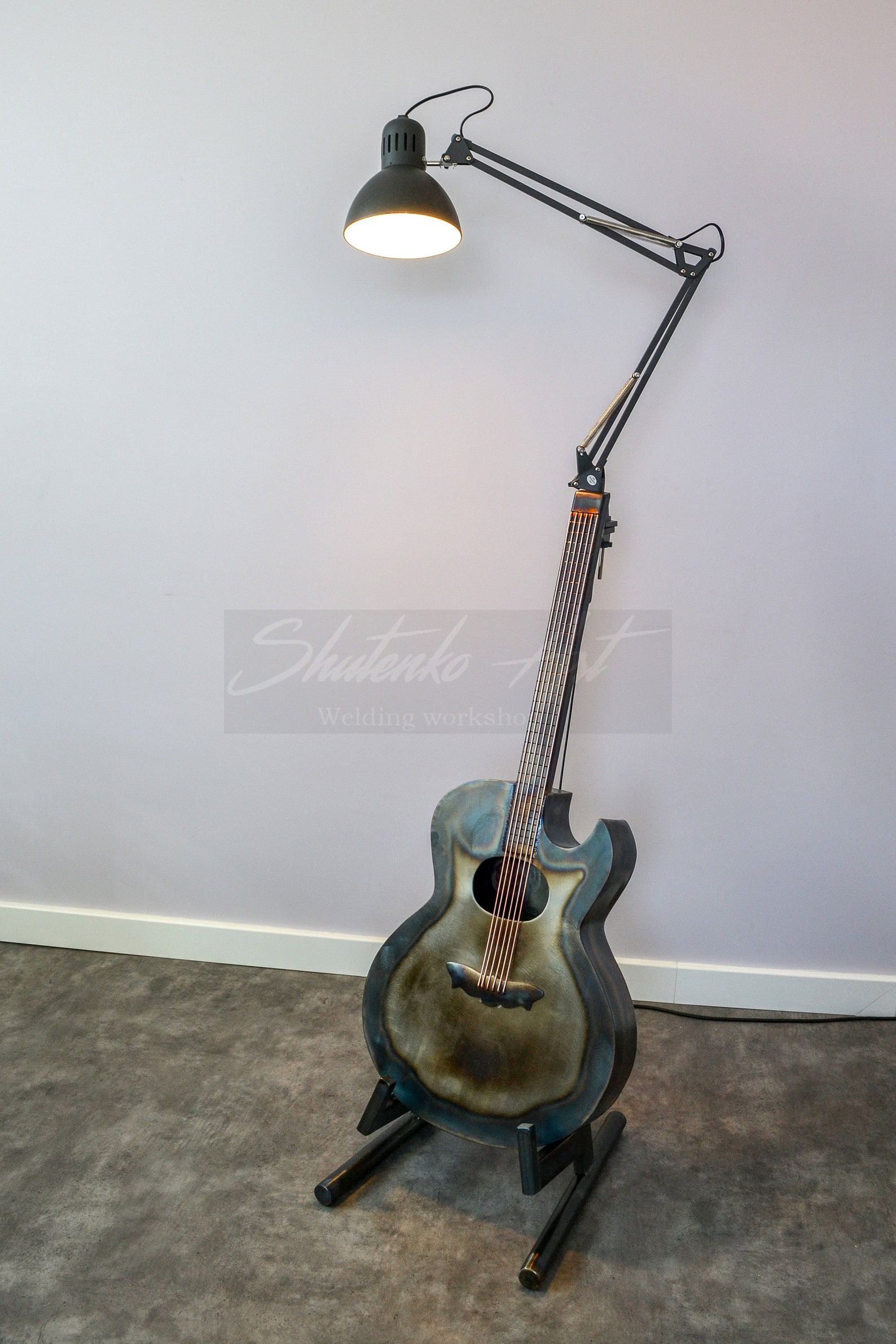 Metal Guitar Lamp Stand Loft Floor Lamps Home Design Etsy