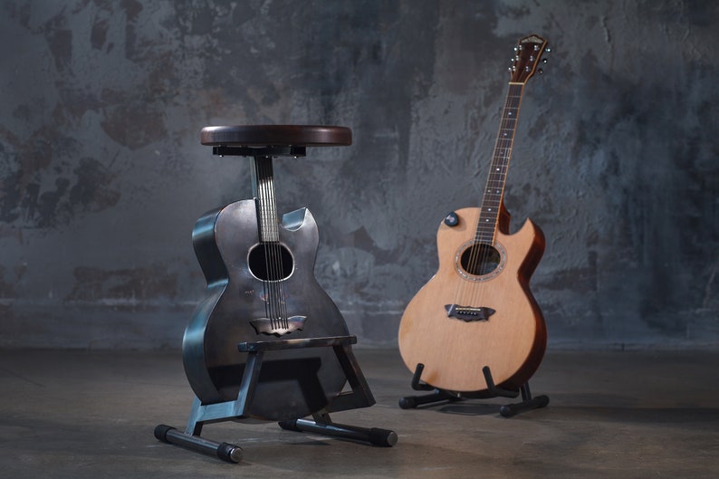 Bar Stool Design Stool Pub Stools Guitar Decor Music Etsy