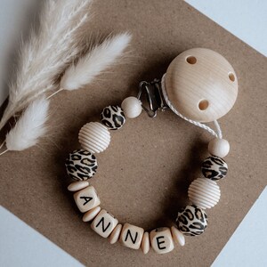 Pacifier chain | Pacifier chain with name | personalized | Girl | boys | wood | white | LEO | heart | Gift | Baptism | birth
