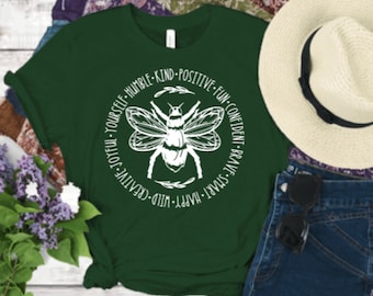 BEE Kind | Circle | Bumble Bee | Positive | Quote | TShirt | Tee