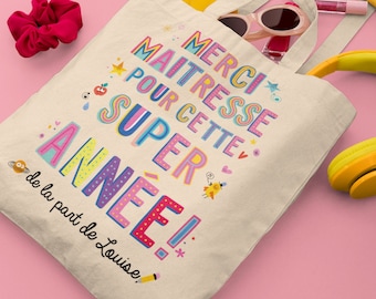 Tote Bag Teacher Bag, personalized school teacher gift, original end-of-year gift