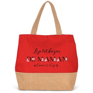Sac cabas personnalisé le p'tit bazar de Maman cadeaux maman, fête des mamans, fête des mères, cadeau pour elle