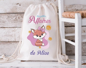 Personalized fox girl's nursery backpack, cuddly toy bag, changing bag, nursery bag