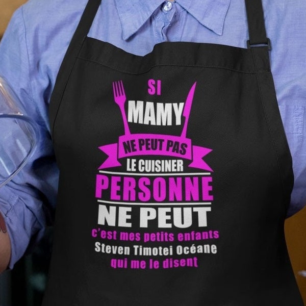 Tablier de cuisine personnalisé Si Mamy ne peut … Idée cadeau noël mamie, cadeaux mamie, fête des grand-mères, fête des mamies, cadeau mamy