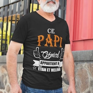 T-shirt personnalisé "Papi génial" cadeaux papy, fête des papy, fête des grands-pères